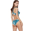 Veterinarian Medicine T- Shirt Veterinary Medicine, Happy And Healthy Friends    Turquoise Backgroun Low Cut Ruffle Edge Bikini Set View3