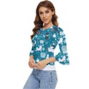 Veterinarian Medicine T- Shirt Veterinary Medicine, Happy And Healthy Friends    Turquoise Backgroun Bell Sleeve Top View2