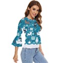 Veterinarian Medicine T- Shirt Veterinary Medicine, Happy And Healthy Friends    Turquoise Backgroun Bell Sleeve Top View3