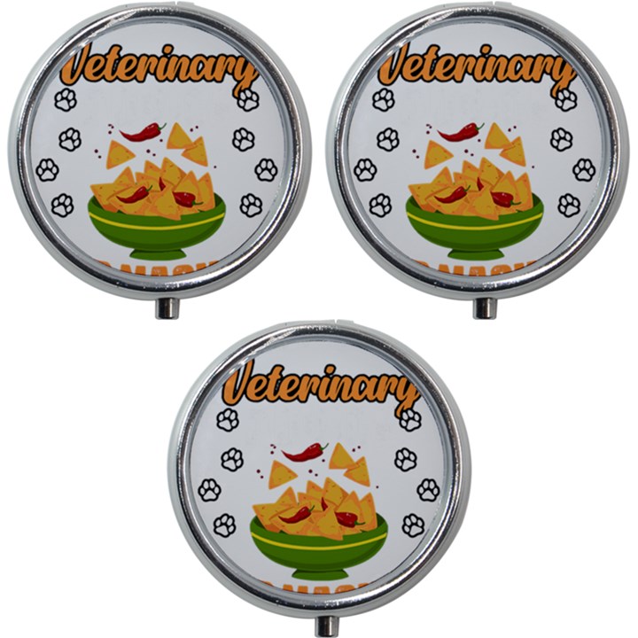 Veterinary Medicine T- Shirt Funny Will Give Veterinary Advice For Nachos Vet Med Worker T- Shirt Mini Round Pill Box (Pack of 3)