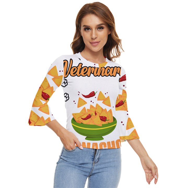 Veterinary Medicine T- Shirt Funny Will Give Veterinary Advice For Nachos Vet Med Worker T- Shirt Bell Sleeve Top