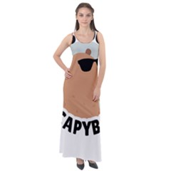 Capybara T- Shirt Be As Cool As A Capybara- A Cute Funny Capybara Wearing Sunglasses T- Shirt Yoga Reflexion Pose T- Shirtyoga Reflexion Pose T- Shirt Sleeveless Velour Maxi Dress by hizuto