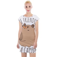 Capybara T- Shirt Be Nice Be Friendly Be A Capybara T- Shirt Yoga Reflexion Pose T- Shirtyoga Reflexion Pose T- Shirt Cap Sleeve Bodycon Dress by hizuto