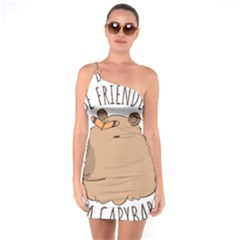 Capybara T- Shirt Be Nice Be Friendly Be A Capybara T- Shirt Yoga Reflexion Pose T- Shirtyoga Reflexion Pose T- Shirt One Shoulder Ring Trim Bodycon Dress by hizuto