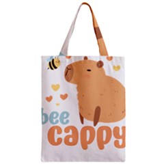 Capybara T- Shirt Bee Cappy - A Cute Capybara And A Bee Illustration T- Shirt Yoga Reflexion Pose T- Shirtyoga Reflexion Pose T- Shirt Zipper Classic Tote Bag by hizuto