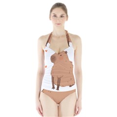 Capybara T- Shirt Cute Capybara Illustration T- Shirt (3) Yoga Reflexion Pose T- Shirtyoga Reflexion Pose T- Shirt Halter Swimsuit