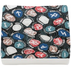 Viking Runes T- Shirt Mystical Viking Runes    Pattern    Black Background Blue Red Brown And Teal S Seat Cushion by ZUXUMI