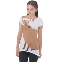 Capybara T- Shirt Cute Capybara With A Baby Goat On Its Head T- Shirt Yoga Reflexion Pose T- Shirtyoga Reflexion Pose T- Shirt Cap Sleeve High Low Top by hizuto