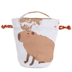 Capybara T- Shirt Cute Capybara With A Baby Goat On Its Head T- Shirt Yoga Reflexion Pose T- Shirtyoga Reflexion Pose T- Shirt Drawstring Bucket Bag by hizuto