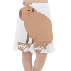 Capybara T- Shirt Cute Capybara With A Baby Goat On Its Head T- Shirt Yoga Reflexion Pose T- Shirtyoga Reflexion Pose T- Shirt Fishtail Chiffon Skirt by hizuto