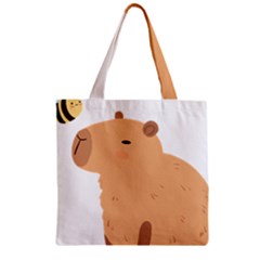 Capybara T- Shirt Cute Capybara With A Bee Illustration T- Shirt Yoga Reflexion Pose T- Shirtyoga Reflexion Pose T- Shirt Zipper Grocery Tote Bag by hizuto