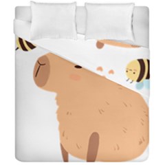 Capybara T- Shirt Cute Capybara With A Bee Illustration T- Shirt Yoga Reflexion Pose T- Shirtyoga Reflexion Pose T- Shirt Duvet Cover Double Side (california King Size) by hizuto