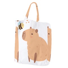 Capybara T- Shirt Cute Capybara With A Bee Illustration T- Shirt Yoga Reflexion Pose T- Shirtyoga Reflexion Pose T- Shirt Giant Grocery Tote by hizuto