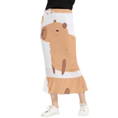 Capybara T- Shirt Cute Capybara With A Bee Illustration T- Shirt Yoga Reflexion Pose T- Shirtyoga Reflexion Pose T- Shirt Maxi Fishtail Chiffon Skirt by hizuto