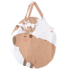 Capybara T- Shirt Cute Capybara With A Little Goat Friend On Its Head T- Shirt Yoga Reflexion Pose T- Shirtyoga Reflexion Pose T- Shirt Giant Round Zipper Tote by hizuto