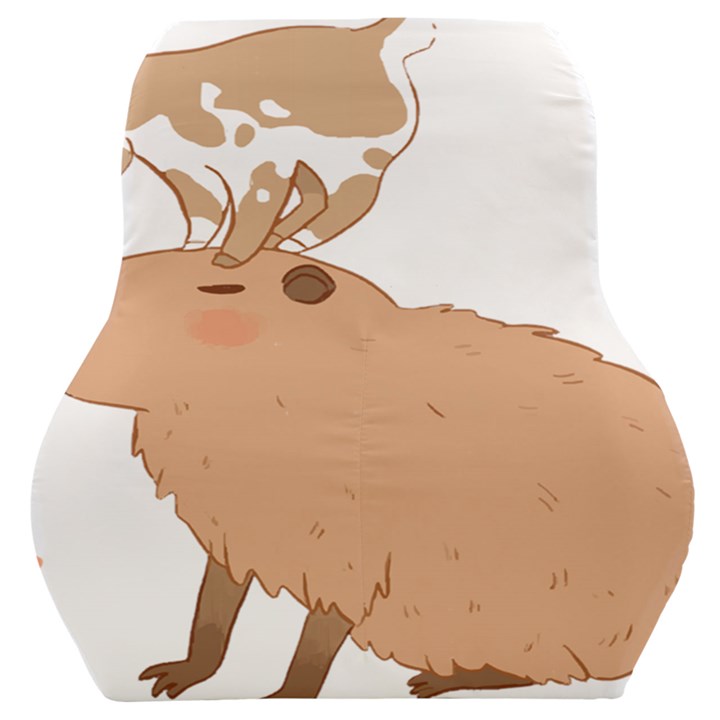 Capybara T- Shirt Cute Capybara With A Little Goat Friend On Its Head T- Shirt Yoga Reflexion Pose T- Shirtyoga Reflexion Pose T- Shirt Car Seat Back Cushion 