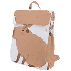 Capybara T- Shirt Cute Capybara With A Little Goat Friend On Its Head T- Shirt Yoga Reflexion Pose T- Shirtyoga Reflexion Pose T- Shirt Flap Top Backpack by hizuto