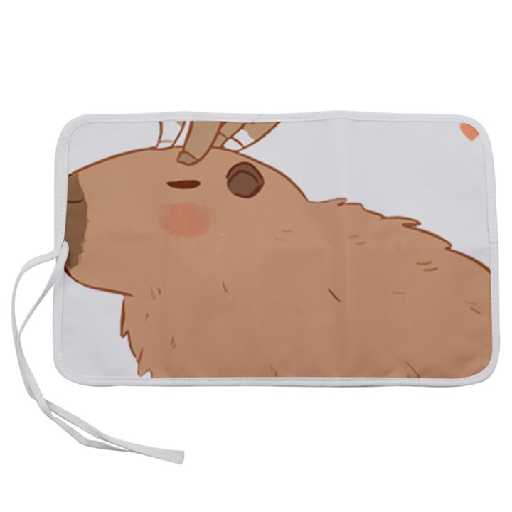 Capybara T- Shirt Cute Capybara With A Little Goat Friend On Its Head T- Shirt Yoga Reflexion Pose T- Shirtyoga Reflexion Pose T- Shirt Pen Storage Case (M)