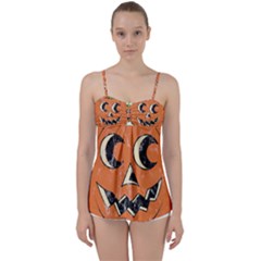 Vintage Halloween Pumpkin T- Shirt Vintage Halloween Pumpkin T- Shirt Babydoll Tankini Top