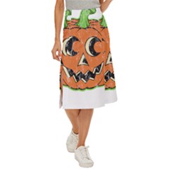 Vintage Halloween Pumpkin T- Shirt Vintage Halloween Pumpkin T- Shirt Midi Panel Skirt by ZUXUMI