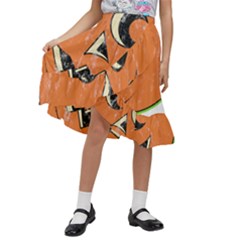 Vintage Halloween Pumpkin T- Shirt Vintage Halloween Pumpkin T- Shirt Kids  Ruffle Flared Wrap Midi Skirt by ZUXUMI