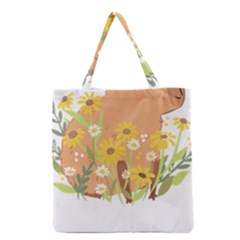 Capybara T- Shirt Cute Capybara With Daisy Flowers T- Shirt Yoga Reflexion Pose T- Shirtyoga Reflexion Pose T- Shirt Grocery Tote Bag by hizuto