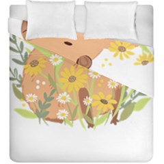 Capybara T- Shirt Cute Capybara With Daisy Flowers T- Shirt Yoga Reflexion Pose T- Shirtyoga Reflexion Pose T- Shirt Duvet Cover Double Side (king Size) by hizuto