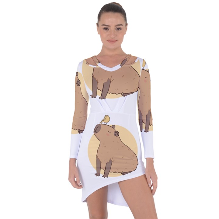 Capybara T- Shirt Cute Gentlemen Capybara T- Shirt Yoga Reflexion Pose T- Shirtyoga Reflexion Pose T- Shirt Asymmetric Cut-Out Shift Dress