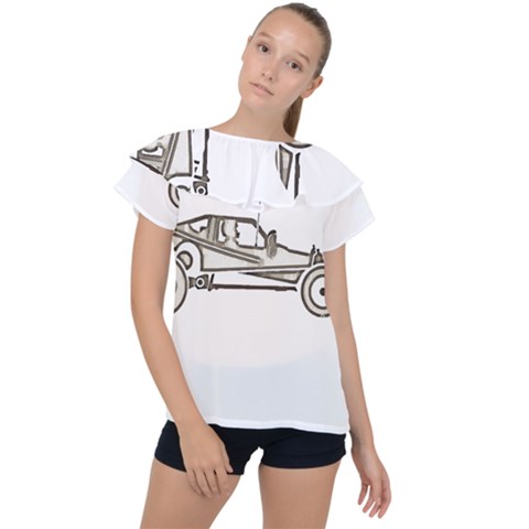 Vintage Rc Cars T- Shirt Grunge Vintage Modelcar Classic Rc Buggy Racing Cars Addict T- Shirt Ruffle Collar Chiffon Blouse by ZUXUMI