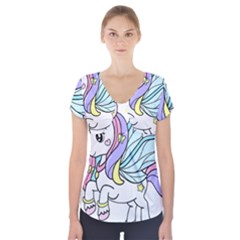 Waitress T- Shirt Awesome Unicorn Waitresses Are Magical For A Waiting Staff T- Shirt Short Sleeve Front Detail Top by ZUXUMI