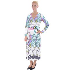 Waitress T- Shirt Awesome Unicorn Waitresses Are Magical For A Waiting Staff T- Shirt Velvet Maxi Wrap Dress by ZUXUMI