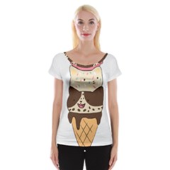 Cat Ice Cream T- Shirt Cute Cat Cream Cone T- Shirt Yoga Reflexion Pose T- Shirtyoga Reflexion Pose T- Shirt Cap Sleeve Top