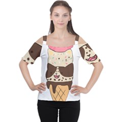 Cat Ice Cream T- Shirt Cute Cat Cream Cone T- Shirt Yoga Reflexion Pose T- Shirtyoga Reflexion Pose T- Shirt Cutout Shoulder T-shirt