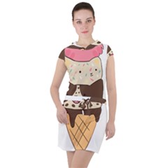 Cat Ice Cream T- Shirt Cute Cat Cream Cone T- Shirt Yoga Reflexion Pose T- Shirtyoga Reflexion Pose T- Shirt Drawstring Hooded Dress