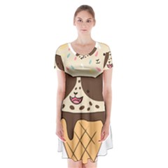 Cat Ice Cream T- Shirt Cute Cat Cream Cone T- Shirt Yoga Reflexion Pose T- Shirtyoga Reflexion Pose T- Shirt Short Sleeve V-neck Flare Dress