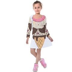 Cat Ice Cream T- Shirt Cute Cat Cream Cone T- Shirt Yoga Reflexion Pose T- Shirtyoga Reflexion Pose T- Shirt Kids  Long Sleeve Velvet Dress