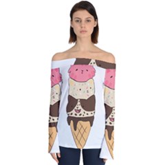 Cat Ice Cream T- Shirt Cute Cat Cream Cone T- Shirt Yoga Reflexion Pose T- Shirtyoga Reflexion Pose T- Shirt Off Shoulder Long Sleeve Top