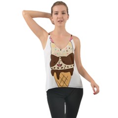 Cat Ice Cream T- Shirt Cute Cat Cream Cone T- Shirt Yoga Reflexion Pose T- Shirtyoga Reflexion Pose T- Shirt Chiffon Cami