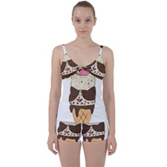 Cat Ice Cream T- Shirt Cute Cat Cream Cone T- Shirt Yoga Reflexion Pose T- Shirtyoga Reflexion Pose T- Shirt Tie Front Two Piece Tankini