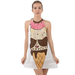 Cat Ice Cream T- Shirt Cute Cat Cream Cone T- Shirt Yoga Reflexion Pose T- Shirtyoga Reflexion Pose T- Shirt Halter Tie Back Chiffon Dress