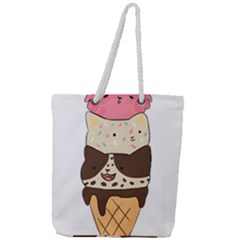 Cat Ice Cream T- Shirt Cute Cat Cream Cone T- Shirt Yoga Reflexion Pose T- Shirtyoga Reflexion Pose T- Shirt Full Print Rope Handle Tote (large)