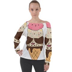 Cat Ice Cream T- Shirt Cute Cat Cream Cone T- Shirt Yoga Reflexion Pose T- Shirtyoga Reflexion Pose T- Shirt Off Shoulder Long Sleeve Velour Top