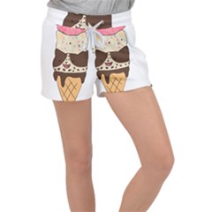 Cat Ice Cream T- Shirt Cute Cat Cream Cone T- Shirt Yoga Reflexion Pose T- Shirtyoga Reflexion Pose T- Shirt Women s Velour Lounge Shorts