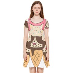 Cat Ice Cream T- Shirt Cute Cat Cream Cone T- Shirt Yoga Reflexion Pose T- Shirtyoga Reflexion Pose T- Shirt Inside Out Cap Sleeve Dress