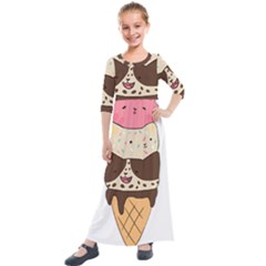 Cat Ice Cream T- Shirt Cute Cat Cream Cone T- Shirt Yoga Reflexion Pose T- Shirtyoga Reflexion Pose T- Shirt Kids  Quarter Sleeve Maxi Dress