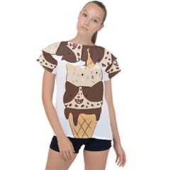 Cat Ice Cream T- Shirt Cute Cat Cream Cone T- Shirt Yoga Reflexion Pose T- Shirtyoga Reflexion Pose T- Shirt Ruffle Collar Chiffon Blouse