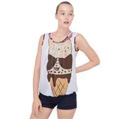 Cat Ice Cream T- Shirt Cute Cat Cream Cone T- Shirt Yoga Reflexion Pose T- Shirtyoga Reflexion Pose T- Shirt Bubble Hem Chiffon Tank Top by hizuto