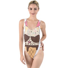 Cat Ice Cream T- Shirt Cute Cat Cream Cone T- Shirt Yoga Reflexion Pose T- Shirtyoga Reflexion Pose T- Shirt High Leg Strappy Swimsuit