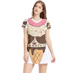 Cat Ice Cream T- Shirt Cute Cat Cream Cone T- Shirt Yoga Reflexion Pose T- Shirtyoga Reflexion Pose T- Shirt Women s Sports Skirt