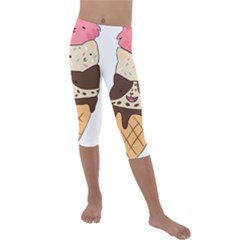 Cat Ice Cream T- Shirt Cute Cat Cream Cone T- Shirt Yoga Reflexion Pose T- Shirtyoga Reflexion Pose T- Shirt Kids  Lightweight Velour Capri Leggings 